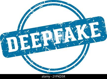 Runder Tiefenstempel isoliert auf transparentem Hintergrund. Deepfake-Stempel Stock Vektor