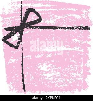 Geschenkbox mit Buntstift. Geburtstagsschmuck in Pink. Coquette-Doodle-Stil. Vektorillustration isoliert auf weißem Hintergrund Stock Vektor