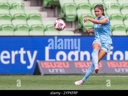 Melbourne, Australien. November 2024 30. Alexia Apostolakis aus Melbourne City wurde im AAMI Park im Rahmen des 5. Runde-Spiels der A-League 2024/25 zwischen Melbourne City FC und Western Sydney Wanderers FC in Aktion gesehen. Endresultate; Melbourne City FC 2-0 Western Sydney Wanderers FC. Quelle: SOPA Images Limited/Alamy Live News Stockfoto