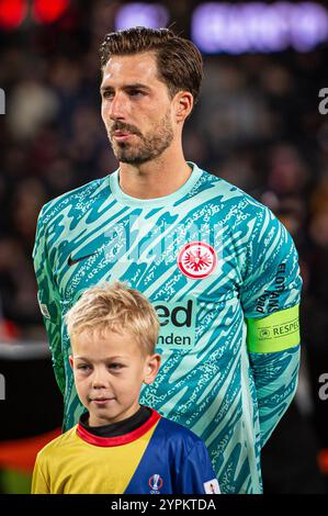 Herning, Dänemark. November 2024. Torhüter Kevin Trapp von Eintracht Frankfurt beim Spiel der UEFA Europa League zwischen dem FC Midtjylland und Eintracht Frankfurt in der MCH Arena in Herning. Stockfoto