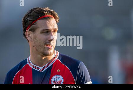 Sigurd Haugen (FC Hansa Rostock, #18) / Porträt / Porträt. GER, TSV 1860 München gegen den FC Hansa Rostock, Fussball, 3. Bundesliga, 16. Spieltag, Saison 2024/2025, 30.11.2024. (DIE DFL-DFB-VORSCHRIFTEN VERBIETEN DIE VERWENDUNG VON FOTOS ALS BILDSEQUENZEN UND/ODER QUASI-VIDEO). Foto: Eibner-Pressefoto/Heike Feiner Stockfoto