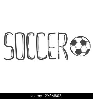 Handgezeichnete Fußball-Wortskizze kritzeln Stock Vektor