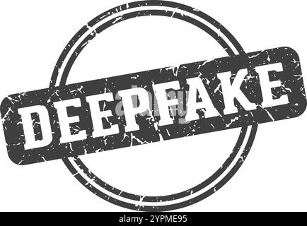 Runder Tiefenstempel isoliert auf transparentem Hintergrund. Deepfake-Stempel Stock Vektor