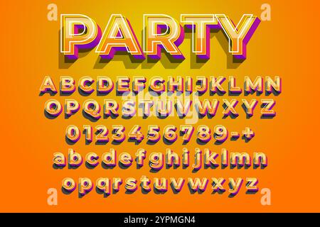 3D-Buchstaben und -Zahlen, Fettschrift, hellblaue und weiße Großbuchstaben, Illustrator-Texteffekt Stock Vektor