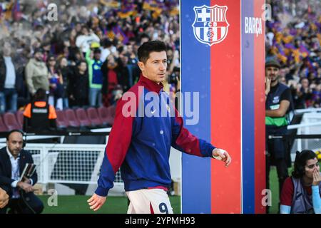 Barcelona, Spanien, Spanien. November 2024 30. Robert LEWANDOWSKI aus Barcelona während des LaLiga-Spiels zwischen dem FC Barcelona und UD Las Palmas bei Estadi Olimpic Lluis Companys am 30. November 2024 in Barcelona. (Kreditbild: © Matthieu Mirville/ZUMA Press Wire) NUR REDAKTIONELLE VERWENDUNG! Nicht für kommerzielle ZWECKE! Quelle: ZUMA Press, Inc./Alamy Live News Stockfoto