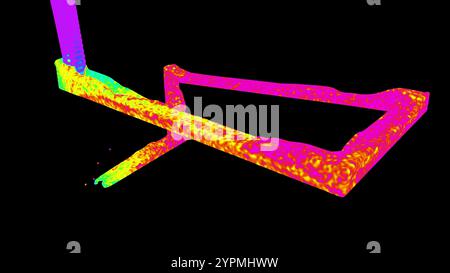 Regenbogenwasserfluss auf schwarzem BG 3D-Rendering Stockfoto