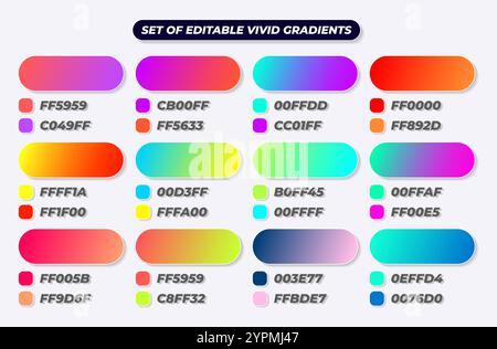Satz lebendiger Verläufe, Bildschirmverläufe mit modernen abstrakten Hintergründen für Titelblätter, Kalender, Broschüren, Einladungen, Karten, Webdesign, Apps. Trendig Stock Vektor