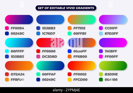 Satz lebendiger Verläufe, Bildschirmverläufe mit modernen abstrakten Hintergründen für Titelblätter, Kalender, Broschüren, Einladungen, Karten, Webdesign, Apps. Trendig Stock Vektor