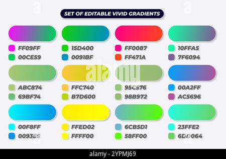 Satz lebendiger Verläufe, Bildschirmverläufe mit modernen abstrakten Hintergründen für Titelblätter, Kalender, Broschüren, Einladungen, Karten, Webdesign, Apps. Trendig Stock Vektor