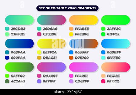 Satz lebendiger Verläufe, Bildschirmverläufe mit modernen abstrakten Hintergründen für Titelblätter, Kalender, Broschüren, Einladungen, Karten, Webdesign, Apps. Trendig Stock Vektor