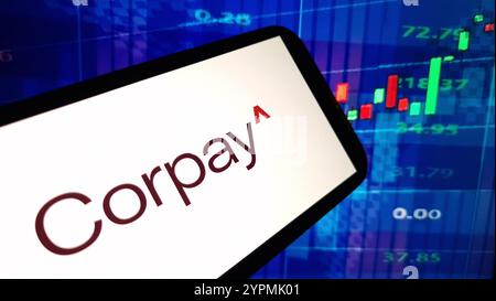 Konskie, Polen – 30. November 2024: Logo des Unternehmens Corpay auf dem Mobiltelefon Stockfoto