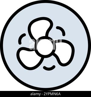 Einfaches Farbsymbol für Lüfter oder Ventilator. Konzept für das Design der Benutzeroberfläche Ihrer Web-App für mobile Logos. Illustration der Vektorabwicklung. Stock Vektor