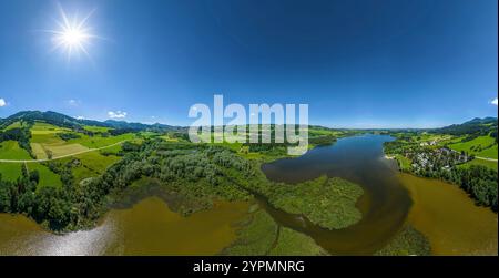 Blick auf das Allgäuer Seenland rund um den Grüntensee bei Wertach Stockfoto