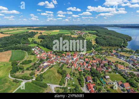 Die Ferienregion Fränkische Seenplatte bei Enderndorf am Großen Brombachsee von oben Stockfoto