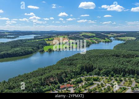 Die Ferienregion Fränkische Seenplatte bei Enderndorf am Großen Brombachsee von oben Stockfoto