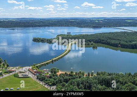 Die Ferienregion Fränkische Seenplatte bei Enderndorf am Großen Brombachsee von oben Stockfoto