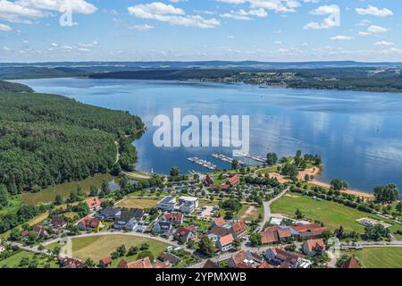 Die Ferienregion Fränkische Seenplatte bei Enderndorf am Großen Brombachsee von oben Stockfoto