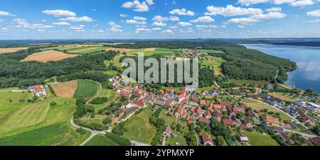 Die Ferienregion Fränkische Seenplatte bei Enderndorf am Großen Brombachsee von oben Stockfoto