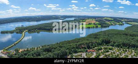 Die Ferienregion Fränkische Seenplatte bei Enderndorf am Großen Brombachsee von oben Stockfoto