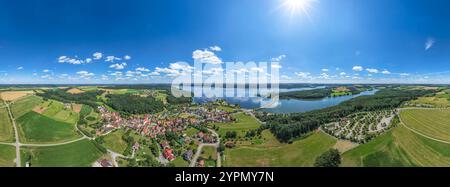 Die Ferienregion Fränkische Seenplatte bei Enderndorf am Großen Brombachsee von oben Stockfoto