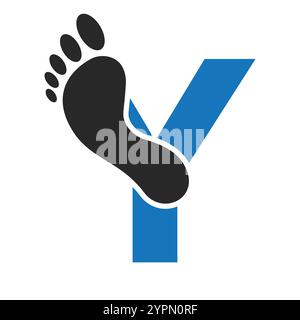 Initial Letter Y Foot Logo Design Konzept für Stufensymbol Vector Sign Stock Vektor