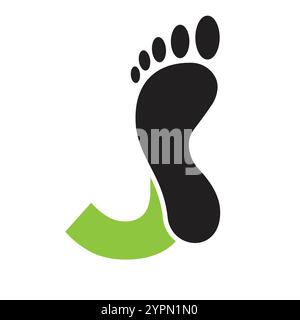 Initial Letter J Foot Logo Design Konzept für Stufensymbol Vector Sign Stock Vektor