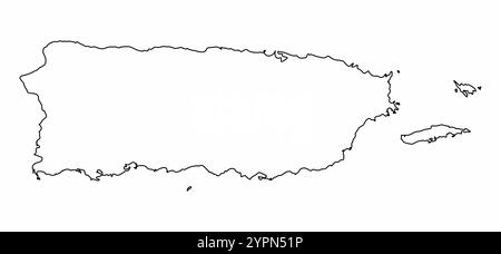 Die Umrisskarte Puerto Rico isoliert auf weißem Hintergrund Stock Vektor