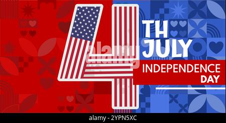 4. Juli, Unabhängigkeitstag Banner Stock Vektor