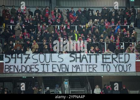 Silkeborg, Dänemark. Dezember 2024. Silkeborg IF moeder AGF i Superligaen paa JYSK Park i Silkeborg soendag den 1. dezember 2024. Quelle: Ritzau/Alamy Live News Stockfoto