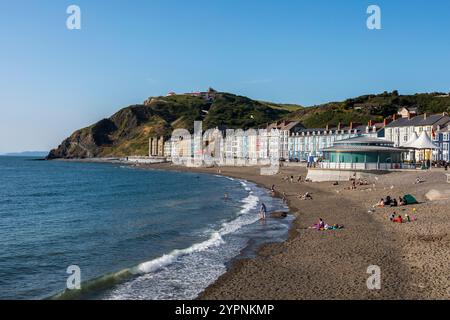 Aberystwyth; Strand im Sommer; Ceredigion; Wales; Großbritannien Stockfoto