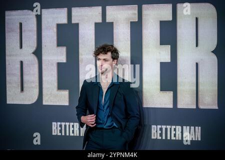 Jesse Hyde kommt zur europäischen Premiere von Better man im Odeon Luxe Leicester Square Cinema. Der visionäre neue Film über Robbie Williams. Stockfoto