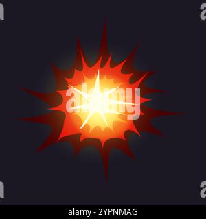 Explosion. Bombenrahmen für Text. Militärisches Symbol. Waffendynamit-Ausleger-Zeichen. Comic-Feuerelemente. Feuerball explodieren, Flammenausbruch zerstören. Rot orange Stock Vektor