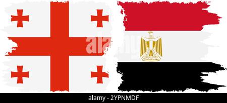 Ägypten und Georgien Grunge Flaggen Verbindung, Vektor Stock Vektor