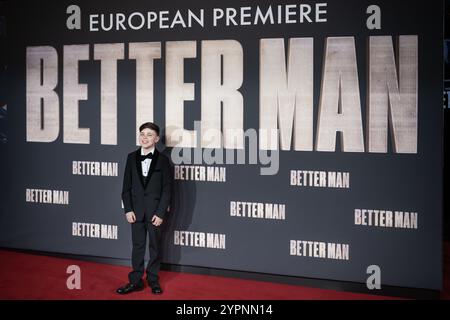 Carter J. Murphy kommt zur europäischen Premiere von Better man im Odeon Luxe Leicester Square Cinema. Der visionäre neue Film über Robbie Williams. Stockfoto