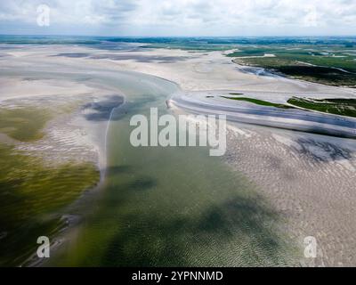 Aus der Vogelperspektive auf die Bucht von Somme in der Nähe von Le Crotoy, Frankreich Stockfoto