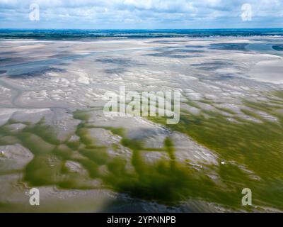 Aus der Vogelperspektive auf die Bucht von Somme in der Nähe von Le Crotoy, Frankreich Stockfoto