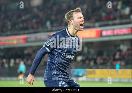 Silkeborg, Dänemark. Dezember 2024. Silkeborg IF moeder AGF i Superligaen paa JYSK Park i Silkeborg soendag den 1. dezember 2024. Quelle: Ritzau/Alamy Live News Stockfoto