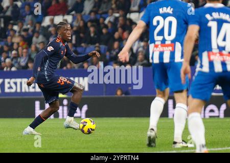 Spanisches La Liga EA Sports Fußball-Spiel Espanyol gegen Celta im Montilivi-Stadion in barcelona, Spanien. November 2024 30. 900/Cordon Press Credit: CORDON PRESS/Alamy Live News Stockfoto