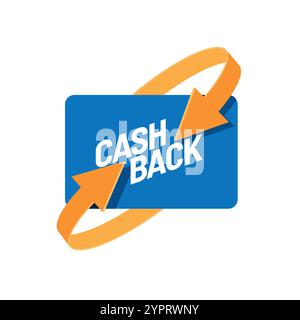 Logo für Cashback-Werbeaktion mit auffälliger Typografie und gelben Schmalspuren Stock Vektor