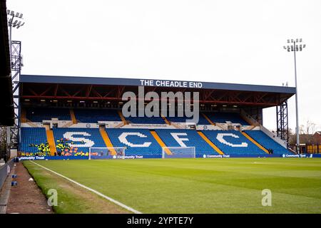 Ein allgemeiner Blick auf den Edgeley Park vor dem FA Cup - Runde zwei Spiel zwischen Stockport County und Brackley Town im Edgeley Park, Stockport Stockfoto