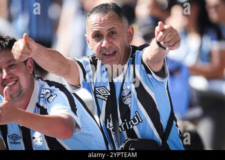 Porto Alegre, Brasilien. Dezember 2024. RS - PORTO ALEGRE - 12/01/2024 - BRASILIANER A 2024, GREMIO x SAO PAULO - Gremio Fans während des Spiels gegen Sao Paulo im Stadion Arena do Gremio für die brasilianische A 2024 Meisterschaft. Foto: Maxi Franzoi/AGIF (Foto: Maxi Franzoi/AGIF/SIPA USA) Credit: SIPA USA/Alamy Live News Stockfoto