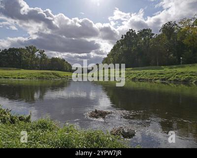 Zusammenfluss von Luppe und Nahle im Leipziger Auenwald Stockfoto