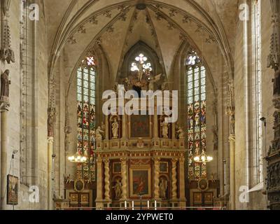 Blick auf den Hochaltar in der Kirche St. Benedikti Quedlinburg. Sachsen-Anhalt, Deutschland, Europa Stockfoto