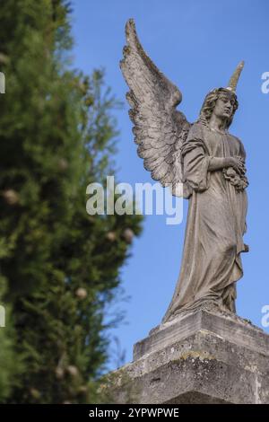 Engel des Hauptportals, Friedhof Llucmajor, Mallorca, Balearen, Spanien, Europa Stockfoto