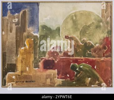 Das Gebet, Atilio Boveri, 1940, Tempera auf Pappe, pollensa Museum, Mallorca, Balearen, Spanien, Europa Stockfoto