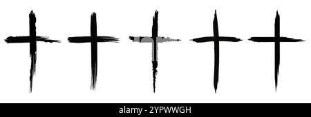Vektor Set Hand gezeichnet Kreuz Vektor Kreuz das Kreuz wird mit einem Pinsel gemacht. Stock Vektor