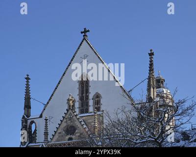 Thomaskirche in Leipzig, Arbeitsort Johann Sebastian Bachs, im Winter. Sachsen, Deutschland, Europa Stockfoto