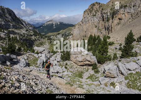 Foyas del Ingeniero, Ruta de las Golondrinas, barranco de Petrechema, Pirineos occidentales, Huesca, Aragon, Spanien, Europa Stockfoto