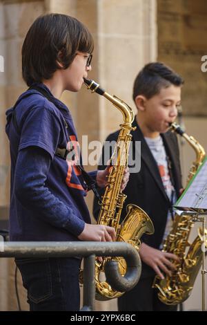 Weihnachtsvorsprechen der Musikschule Llucmajor, Kloster San Buenaventura, Llucmajor, Mallorca, Balearen, Spanien, Europa Stockfoto