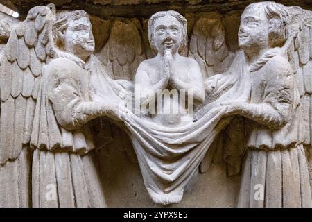 Aufstieg in den Himmel der Äbte, Grabstätte von Urraca Diaz de Haro, Kapitelhaus, 12. Jahrhundert, Kloster Santa Maria de San Salvador de Canas, C. Stockfoto